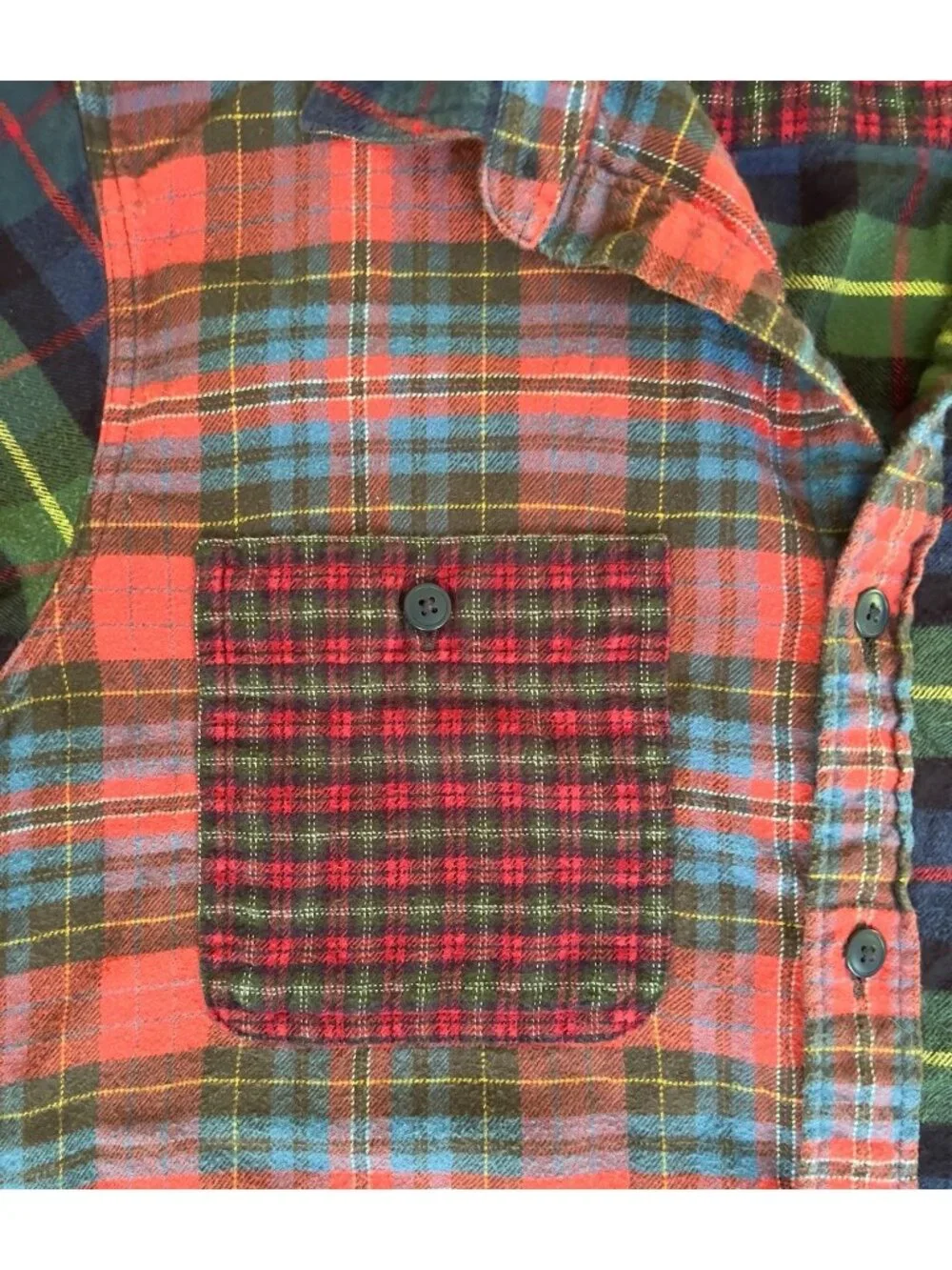 J. Crew Mens M Patchwork Flannel Shirt Mixed Plaid Tartan Cotton